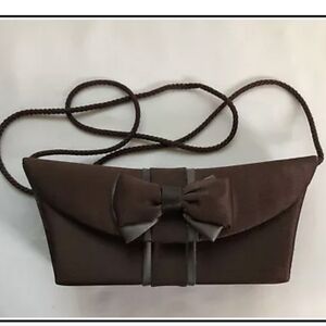 Moni Couture Brown & Gray Satin Evening Bag Measures 9" x 4" x 2" at the wides